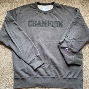 Gray Varsity Lettering Champion Crewneck